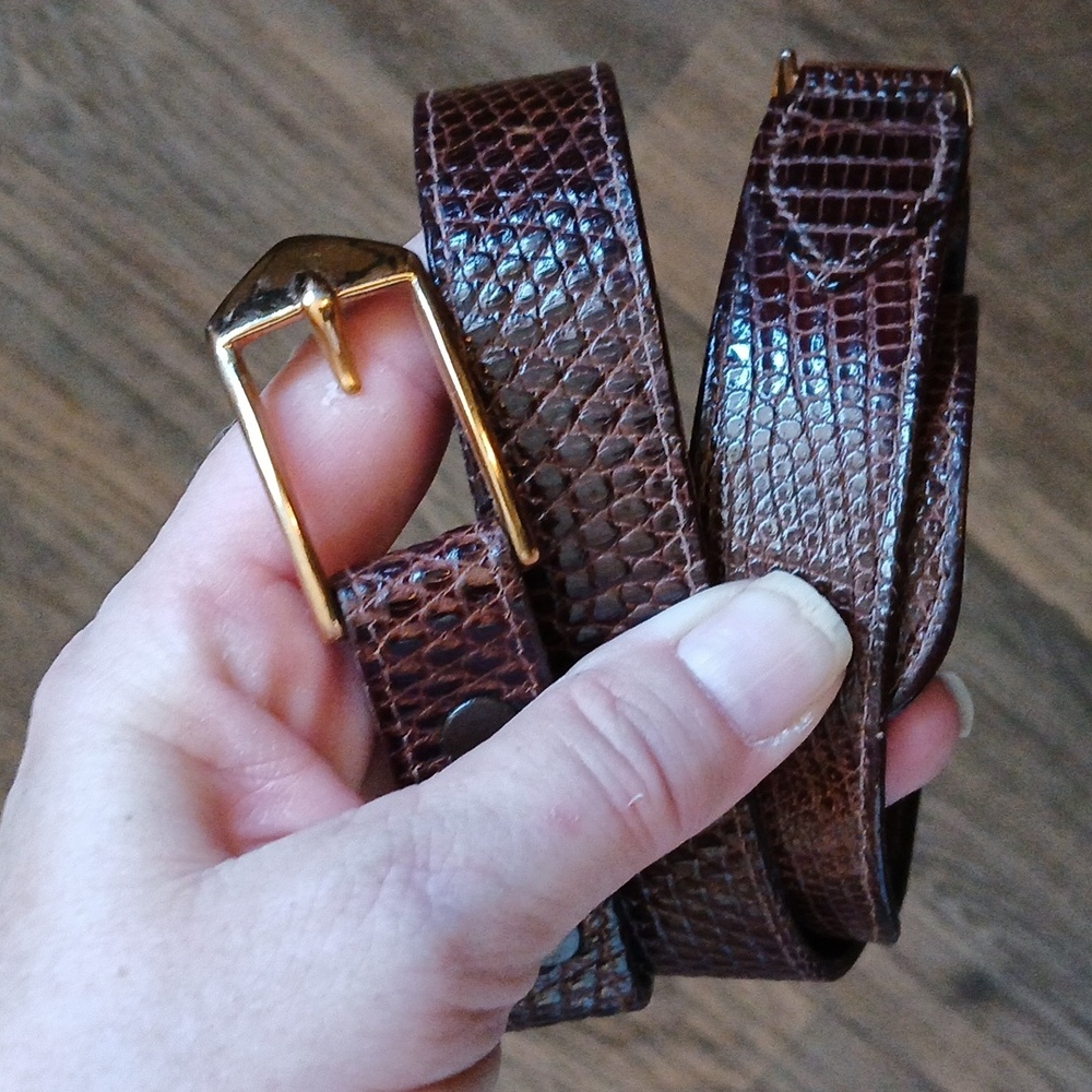 Vintage Java Lizard Solid Bronze Belt, Styled For… - image 2